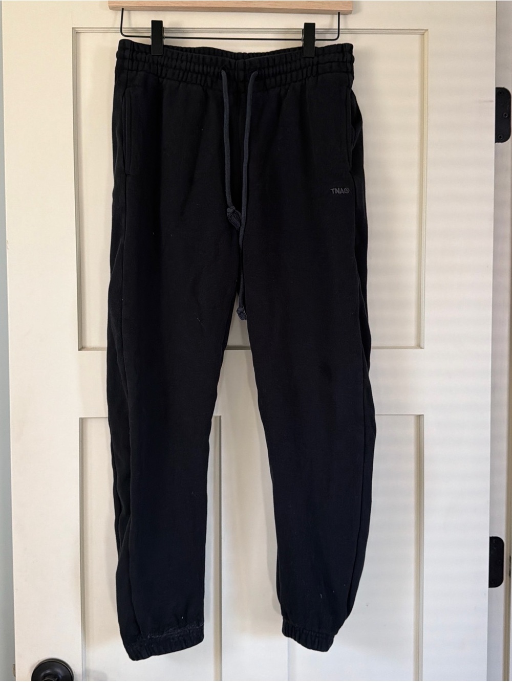 TNA Aritzia Black womens Fleece Joggers with Drawstring
